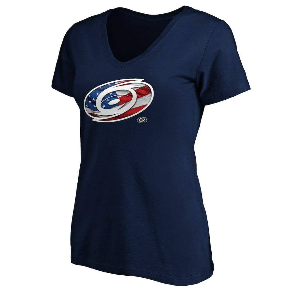Carolina Hurricanes Women's Banner Wave Logo V-Neck T-Shirt T-Shirt -  NHL T-shirts