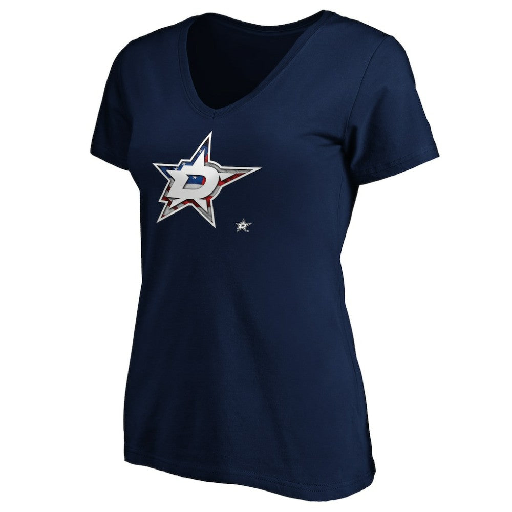 Dallas Stars Women's Banner Wave Logo V-Neck T-Shirt T-Shirt -  NHL T-shirts