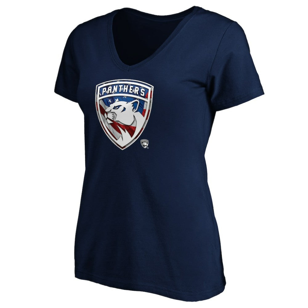 Florida Panthers Women's Banner Wave Logo V-Neck T-Shirt T-Shirt -  NHL T-shirts