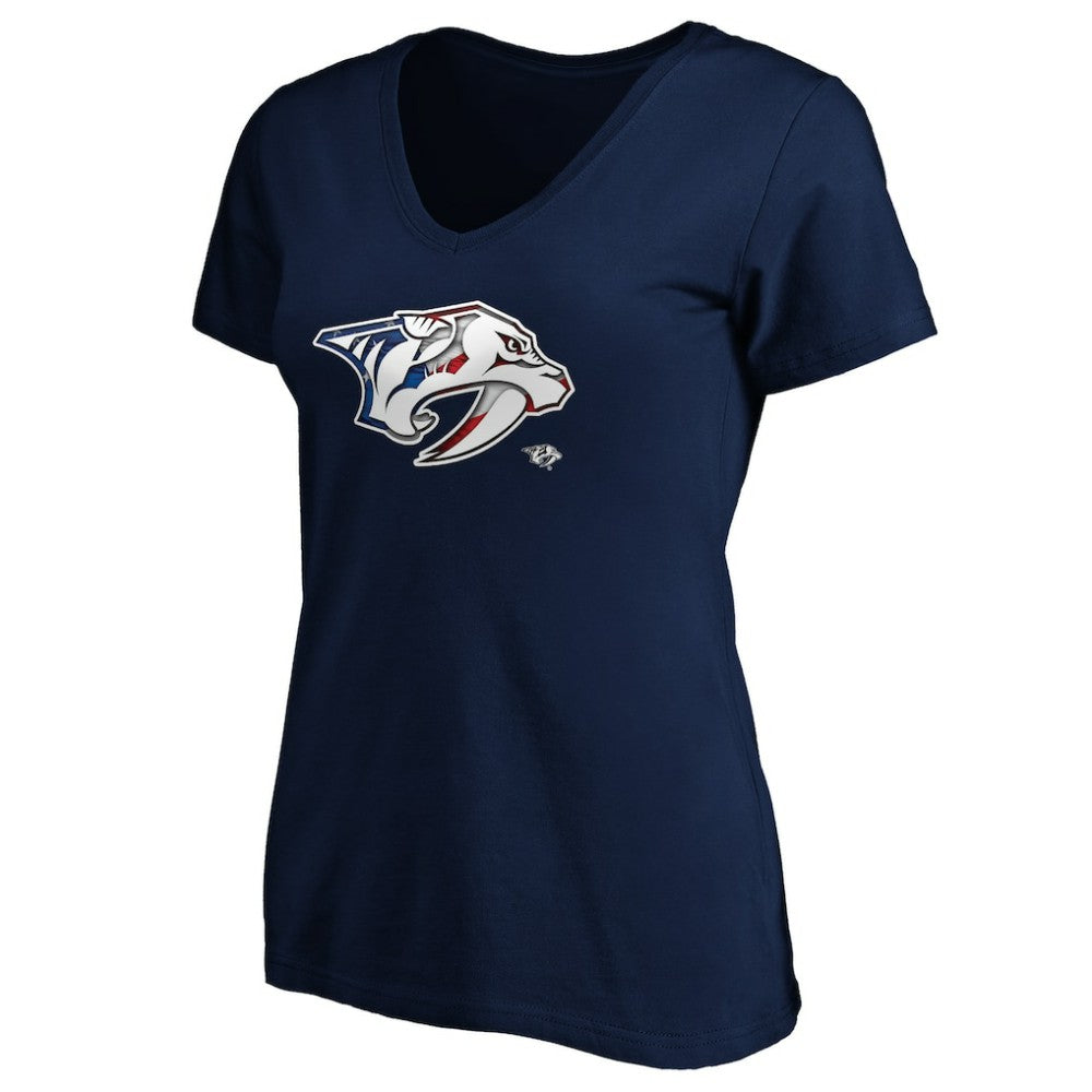 Nashville Predators Women's Banner Wave Logo V-Neck T-Shirt T-Shirt -  NHL T-shirts