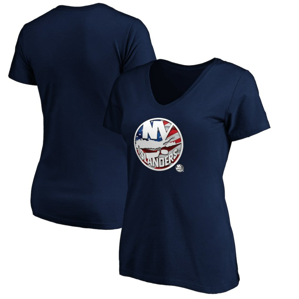 New York Islanders Women's Banner Wave Logo V-Neck T-Shirt T-Shirt -  NHL T-shirts