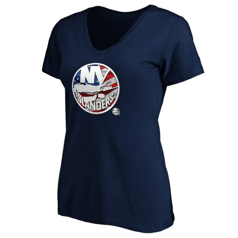 New York Islanders Women's Banner Wave Logo V-Neck T-Shirt T-Shirt -  NHL T-shirts