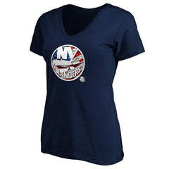 New York Islanders Women's Banner Wave Logo V-Neck T-Shirt T-Shirt -  NHL T-shirts