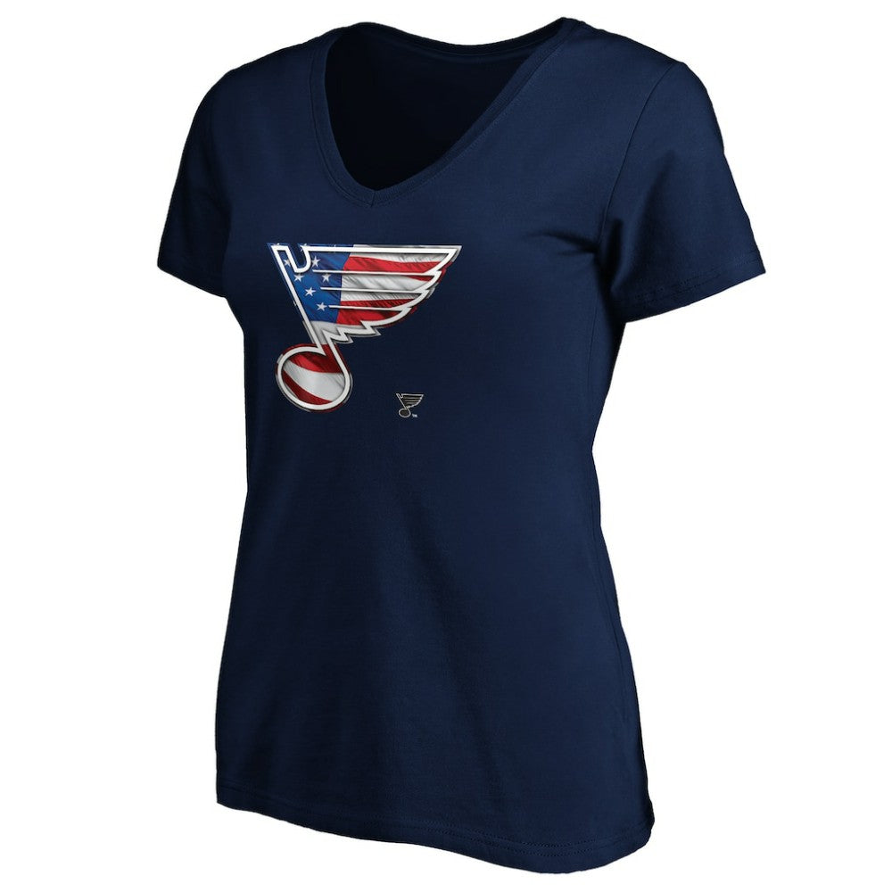 St. Louis Blues Women's Banner Wave Logo V-Neck T-Shirt T-Shirt -  NHL T-shirts