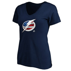 Tampa Bay Lightning Women's Banner Wave Logo V-Neck T-Shirt T-Shirt -  NHL T-shirts