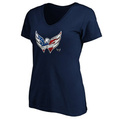 Washington Capitals Women's Banner Wave Logo V-Neck T-Shirt T-Shirt -  NHL T-shirts