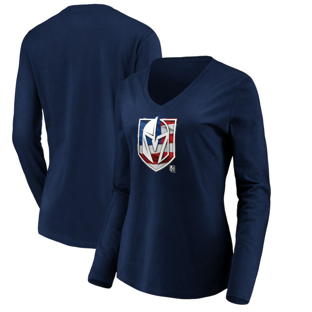 Vegas Golden Knights women's Banner Wave Logo Long Sleeve V-Neck T-Shirt -  NHL T-shirts