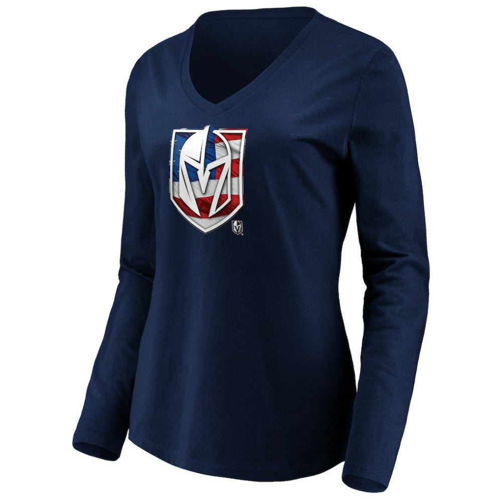 Vegas Golden Knights women's Banner Wave Logo Long Sleeve V-Neck T-Shirt -  NHL T-shirts