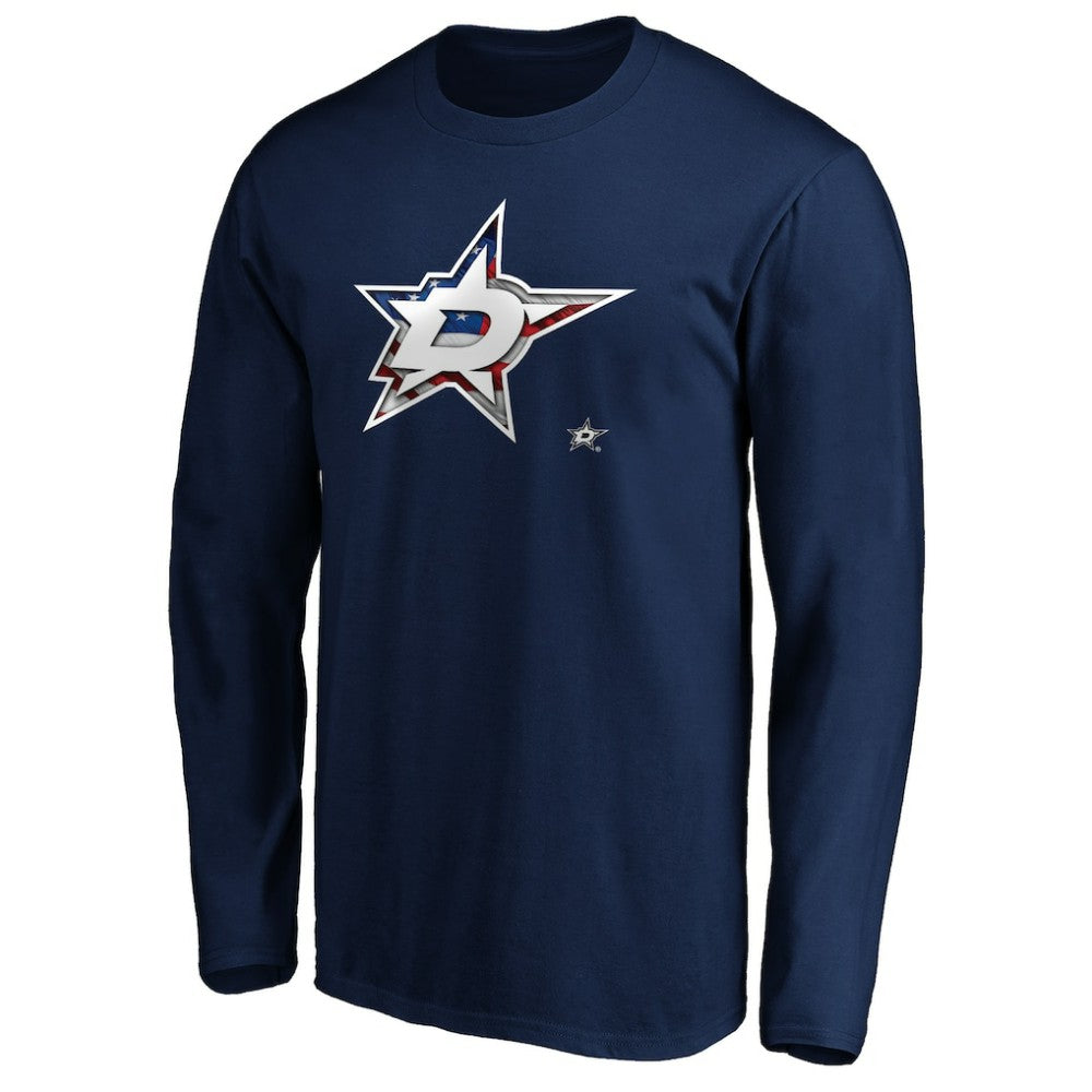 Dallas Stars Banner Wave Logo Long Sleeve T-Shirt -  NHL T-shirts