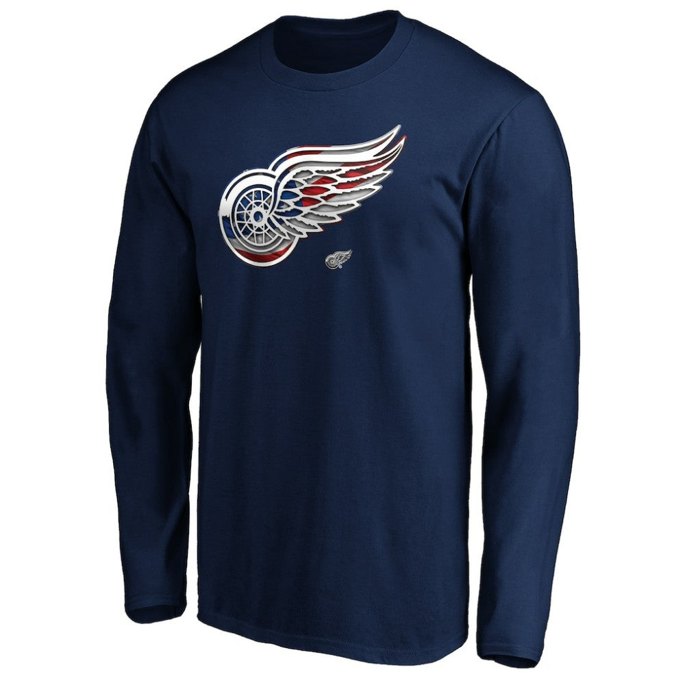 Detroit Red Wings Banner Wave Logo Long Sleeve T-Shirt -  NHL T-shirts