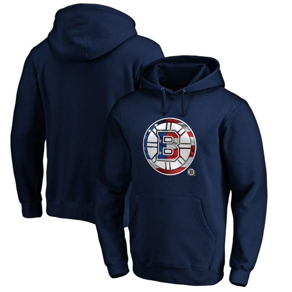 Boston Bruins Banner Wave Logo Pullover Hoodie -  NHL Hoodies