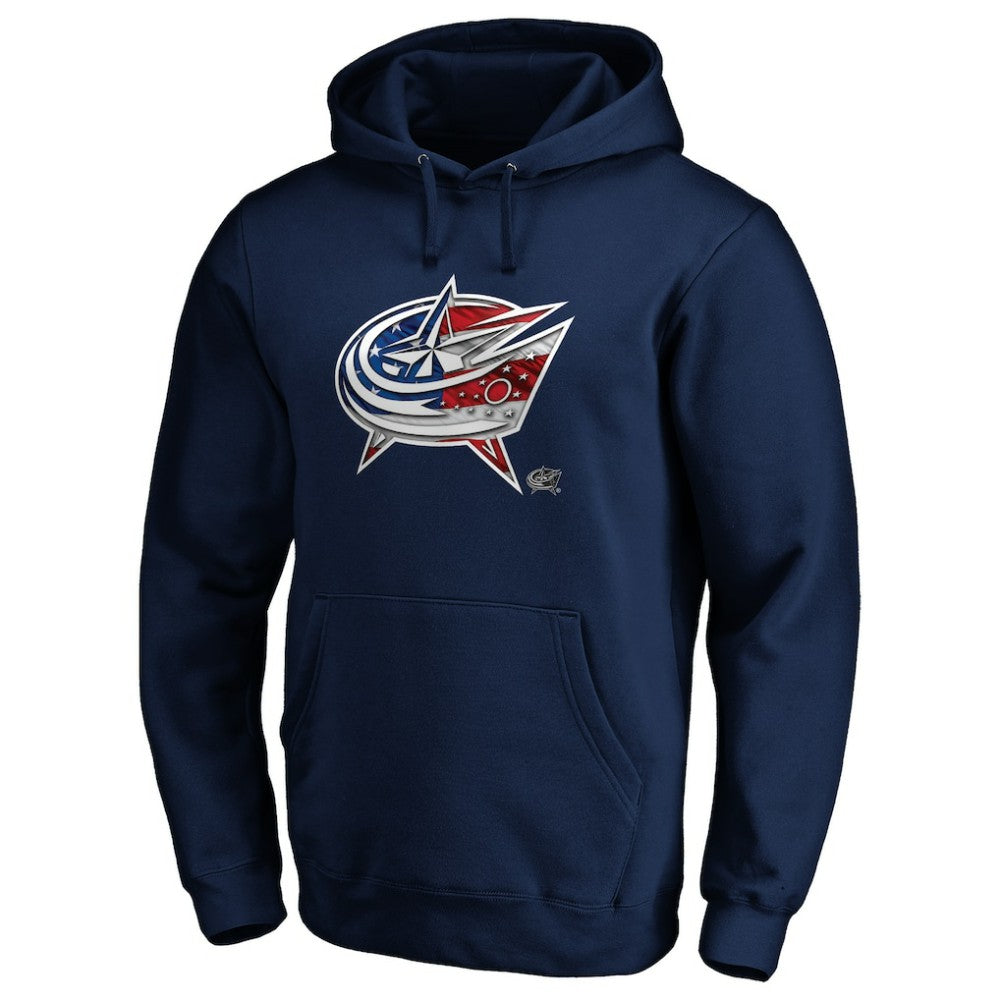 Columbus Blue Jackets Banner Wave Logo Pullover Hoodie -  NHL Hoodies