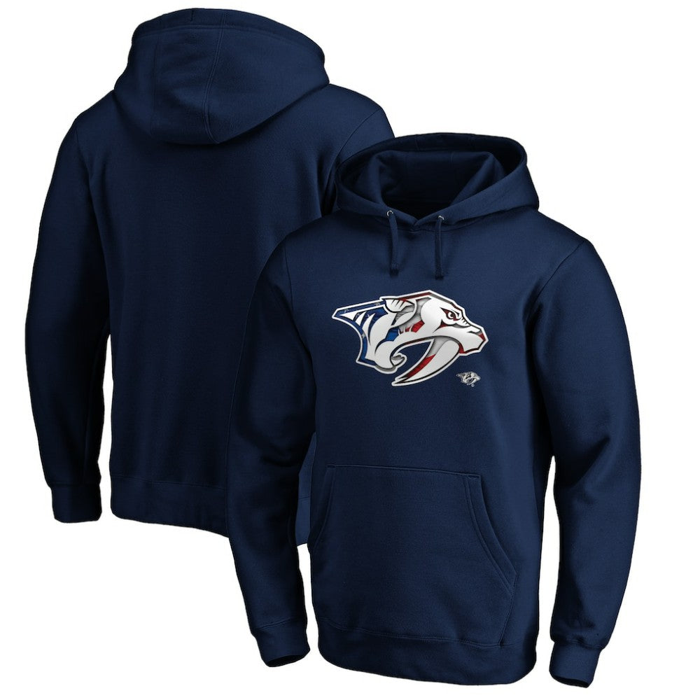 Nashville Predators Banner Wave Logo Pullover Hoodie -  NHL Hoodies