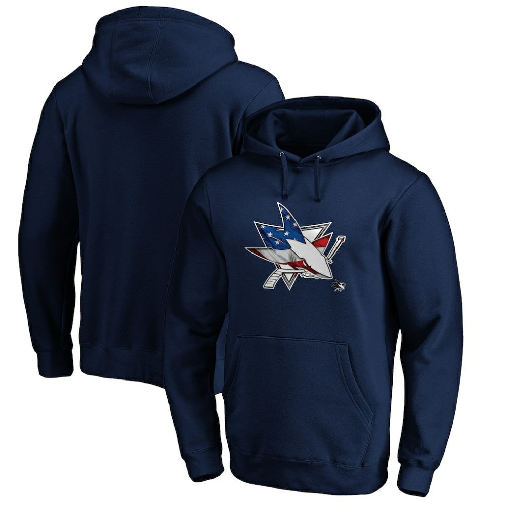 San Jose Sharks Banner Wave Logo Pullover Hoodie -  NHL Hoodies