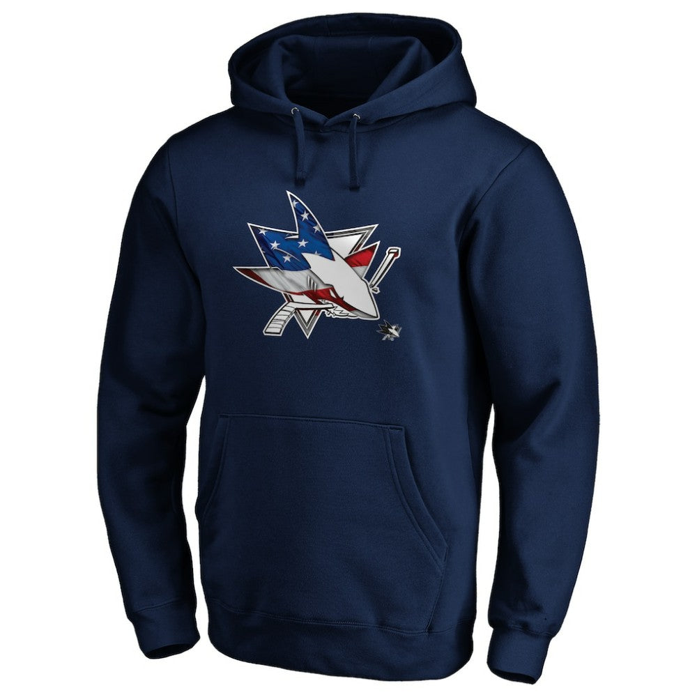 San Jose Sharks Banner Wave Logo Pullover Hoodie -  NHL Hoodies