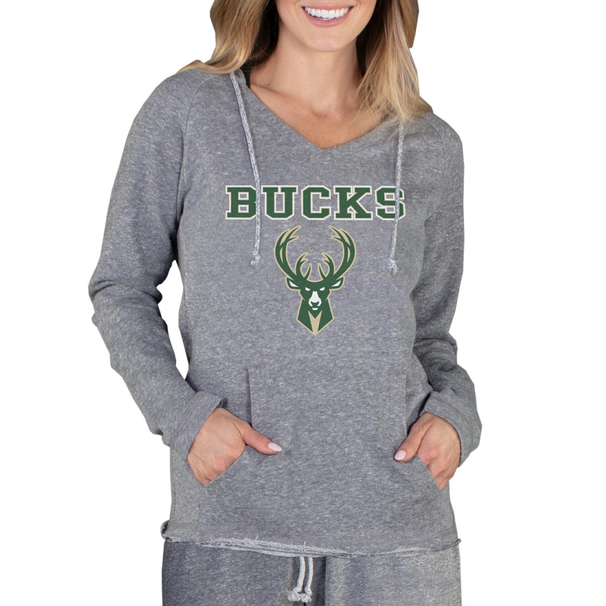Gray Milwaukee Bucks Concepts Sport Women's Mainstream Terry Hooded Top | NBA
