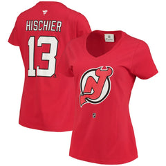 Nico Hischier New Jersey Devils Fanatics Women's Name & Number Logo V-Neck T-Shirt -  NHL T-shirts