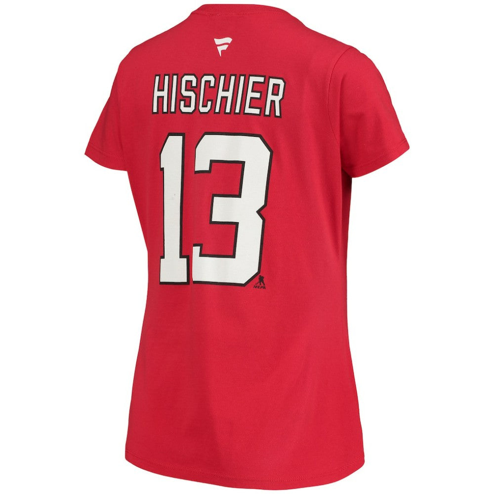 Nico Hischier New Jersey Devils Fanatics Women's Name & Number Logo V-Neck T-Shirt -  NHL T-shirts