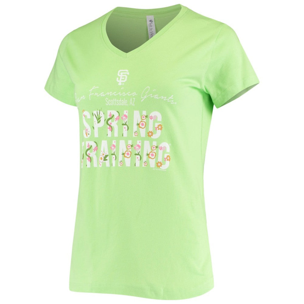 San Francisco Giants Soft as a Grape Women's Script Floral V-Neck T-Shirt - MLB T-shirts