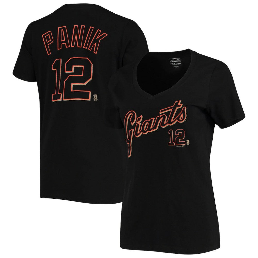 Joe Panik San Francisco Giants 5th & Ocean by New Era Women's Script Name and Number V-Neck T-Shirt Black - MLB T-shirts