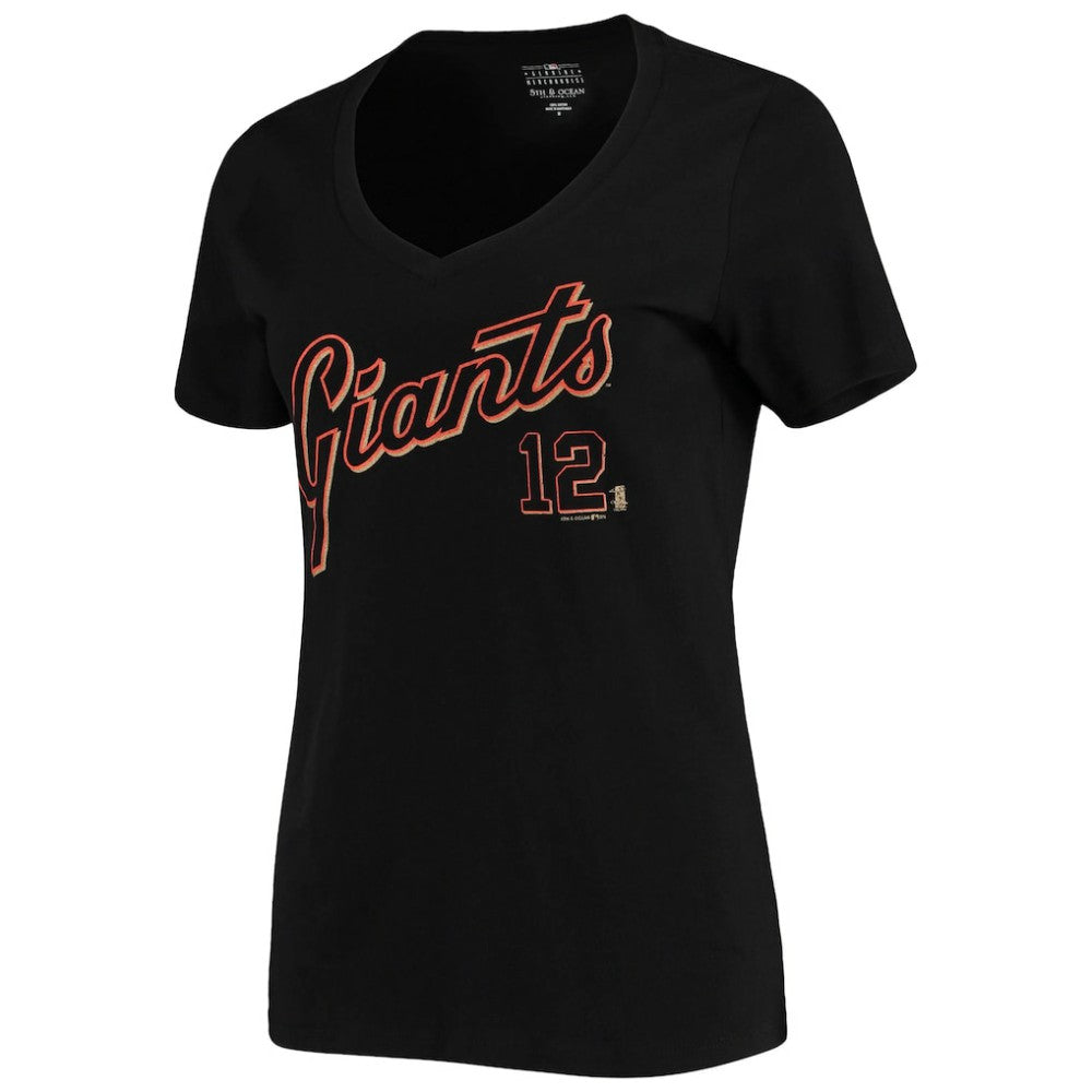 Joe Panik San Francisco Giants 5th & Ocean by New Era Women's Script Name and Number V-Neck T-Shirt Black - MLB T-shirts