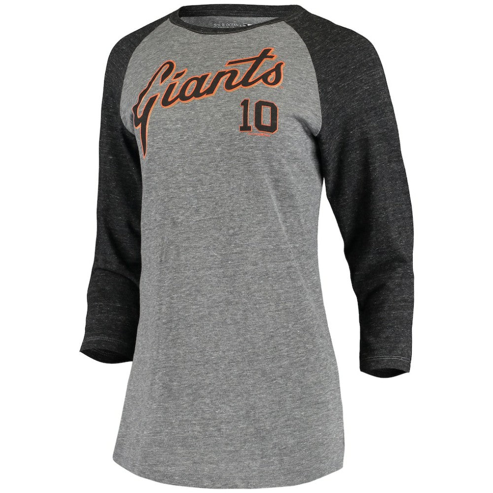 Evan Longoria San Francisco Giants 5th & Ocean by New Era Women's Script Name & Number Raglan Tri-Blend 3/4-Sleeve T-Shirt - MLB T-shirts