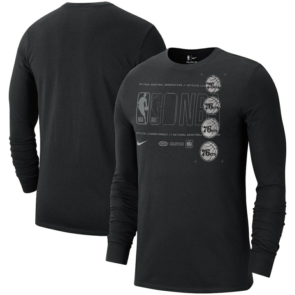 Black Philadelphia 76ers Courtside Chrome Long Sleeve T-Shirt | NBA