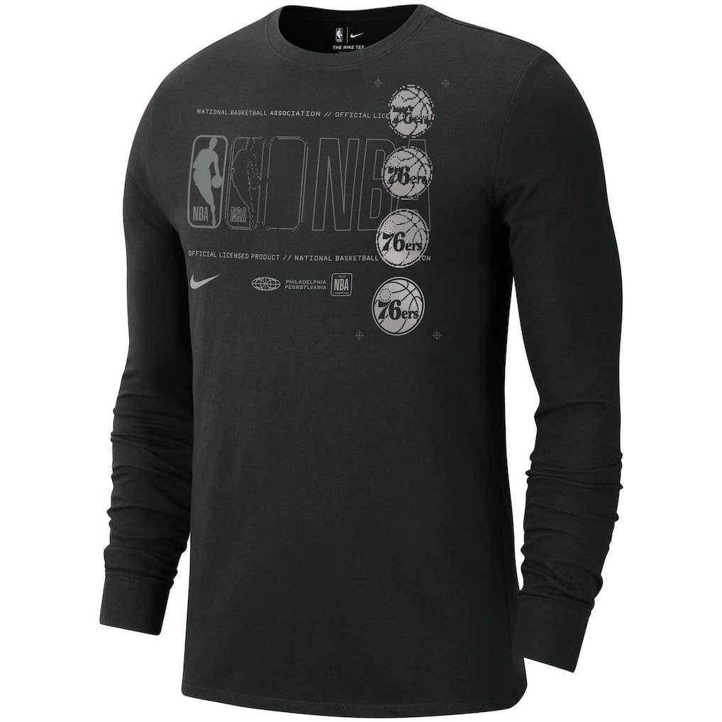 Black Philadelphia 76ers Courtside Chrome Long Sleeve T-Shirt | NBA