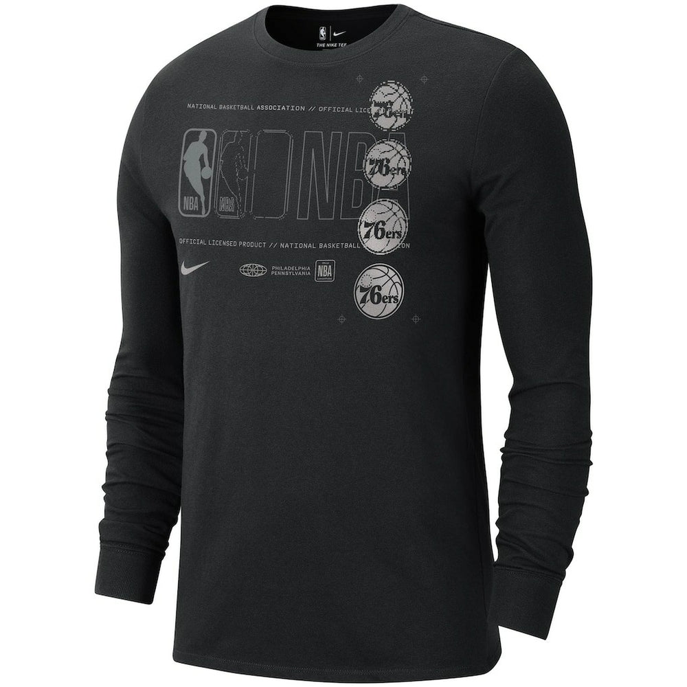 Black Philadelphia 76ers Courtside Chrome Long Sleeve T-Shirt | NBA