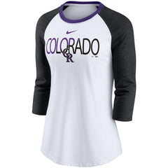Colorado Rockies Nike Women's Color Split Tri-Blend 3/4-Sleeve Raglan T-Shirt - MLB T-shirts