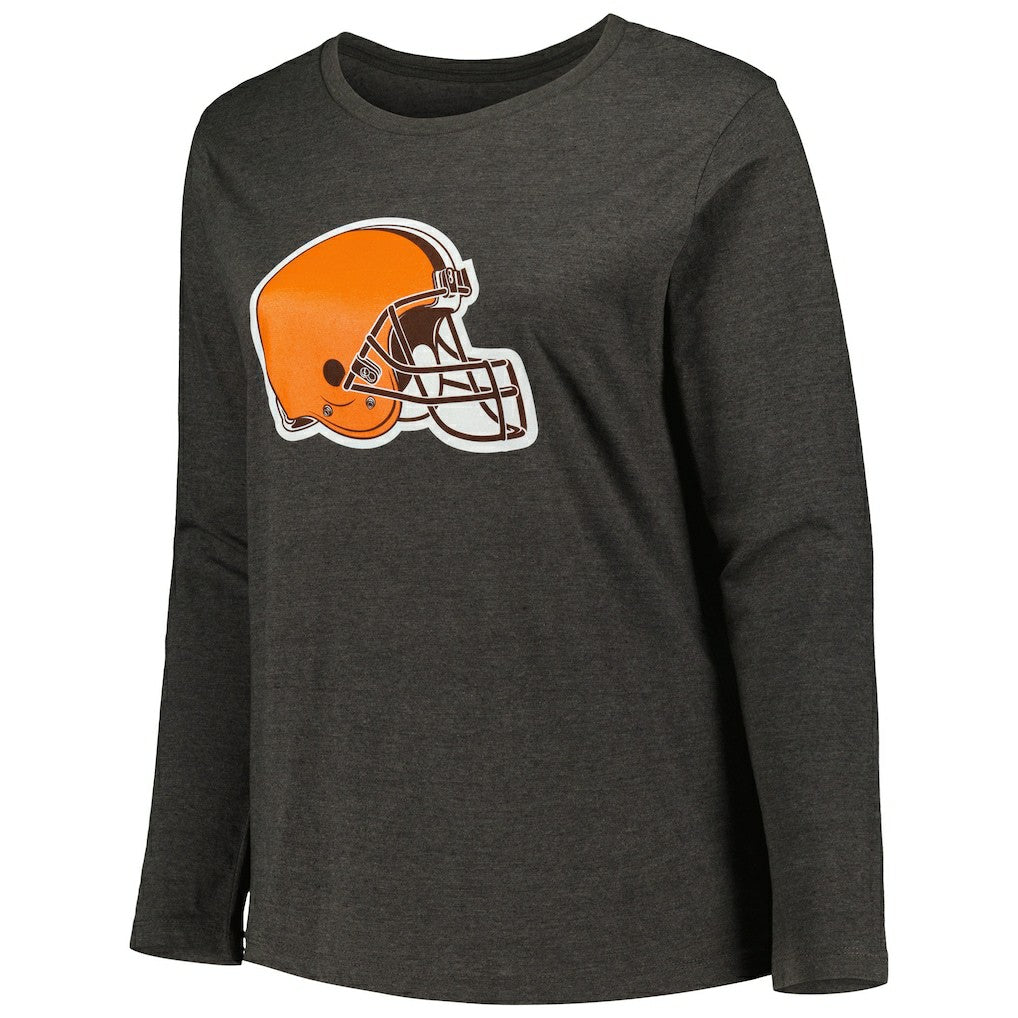 Cleveland Browns Women's Plus Size Primary Logo Long Sleeve Scoop Neck T-Shirt | NFL Discount