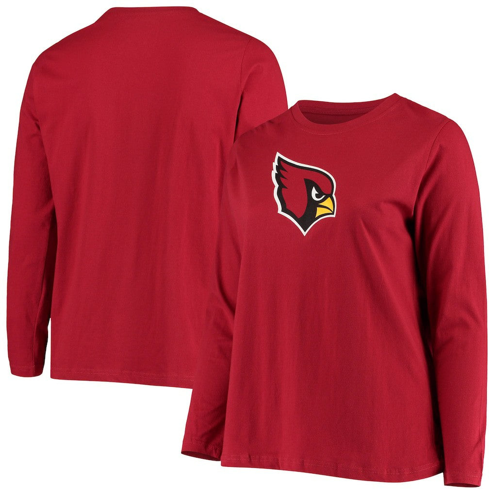 Arizona Cardinals Women's Plus Size Primary Logo Long Sleeve Scoop Neck T-Shirt | NFL New