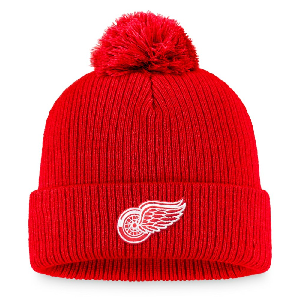 Detroit Red Wings Fanatics Primary Logo Cuffed Knit Hat with Pom -  NHL Hats