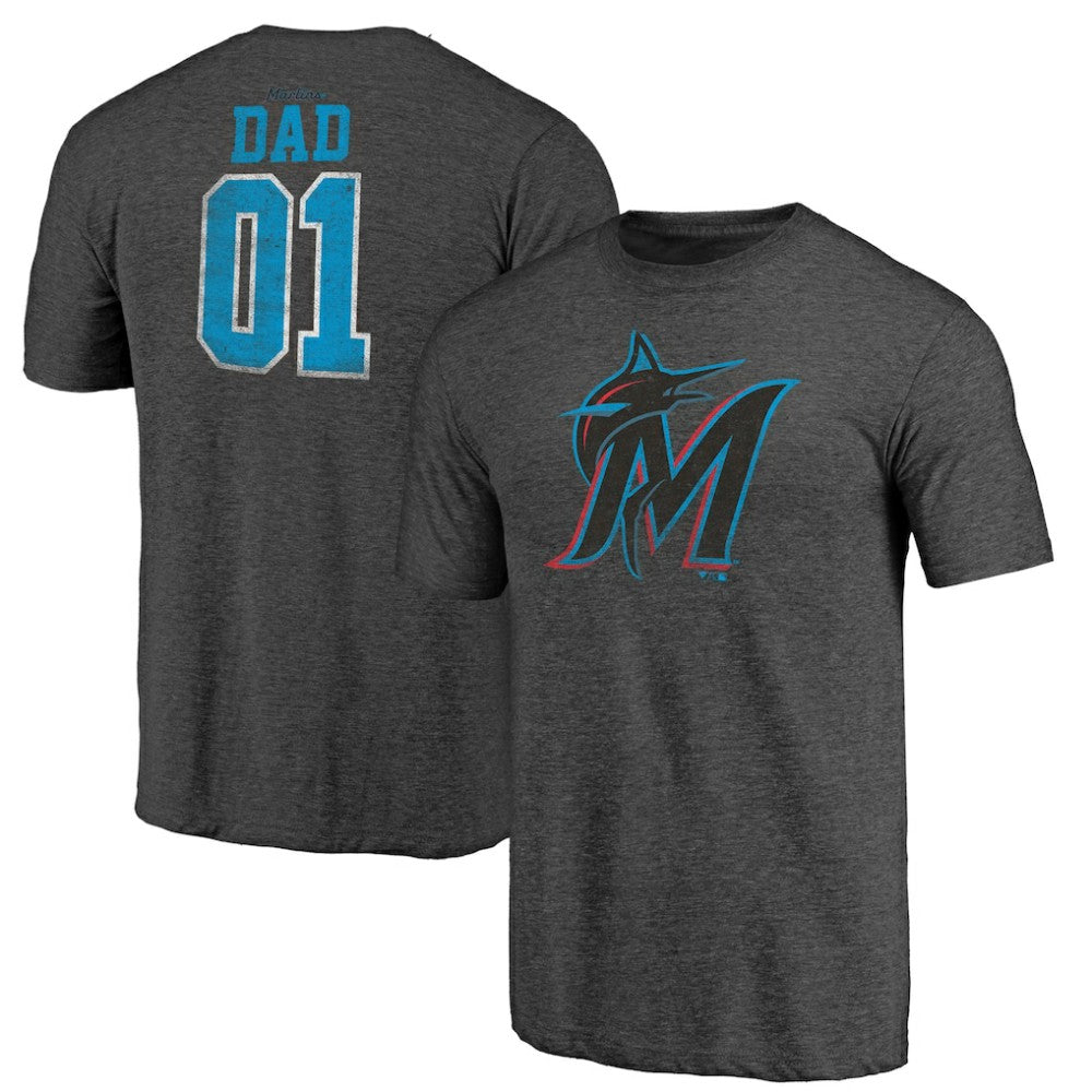 Miami Marlins Father's Day Greatest Dad Tri-Blend T-Shirt - MLB T-shirts