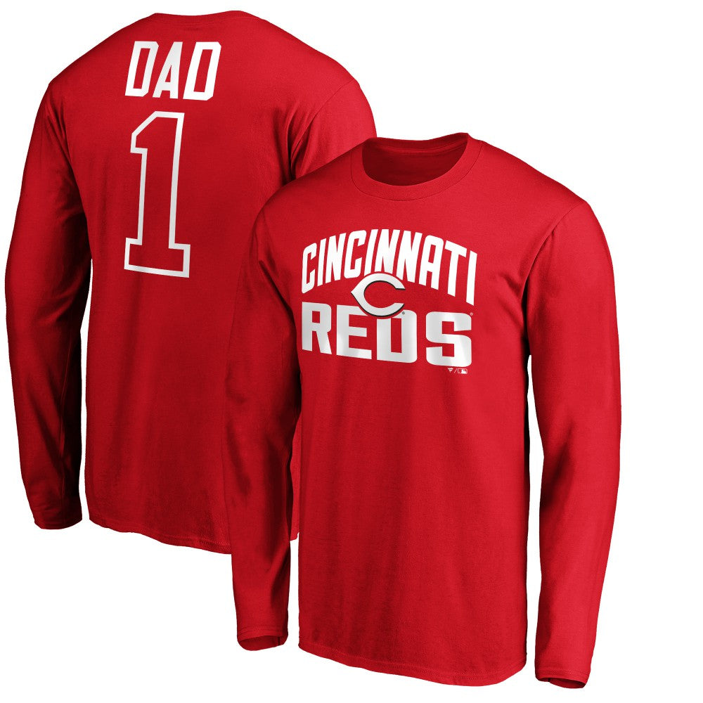 Cincinnati Reds Father's Day #1 Dad Long Sleeve T-Shirt - MLB T-shirts
