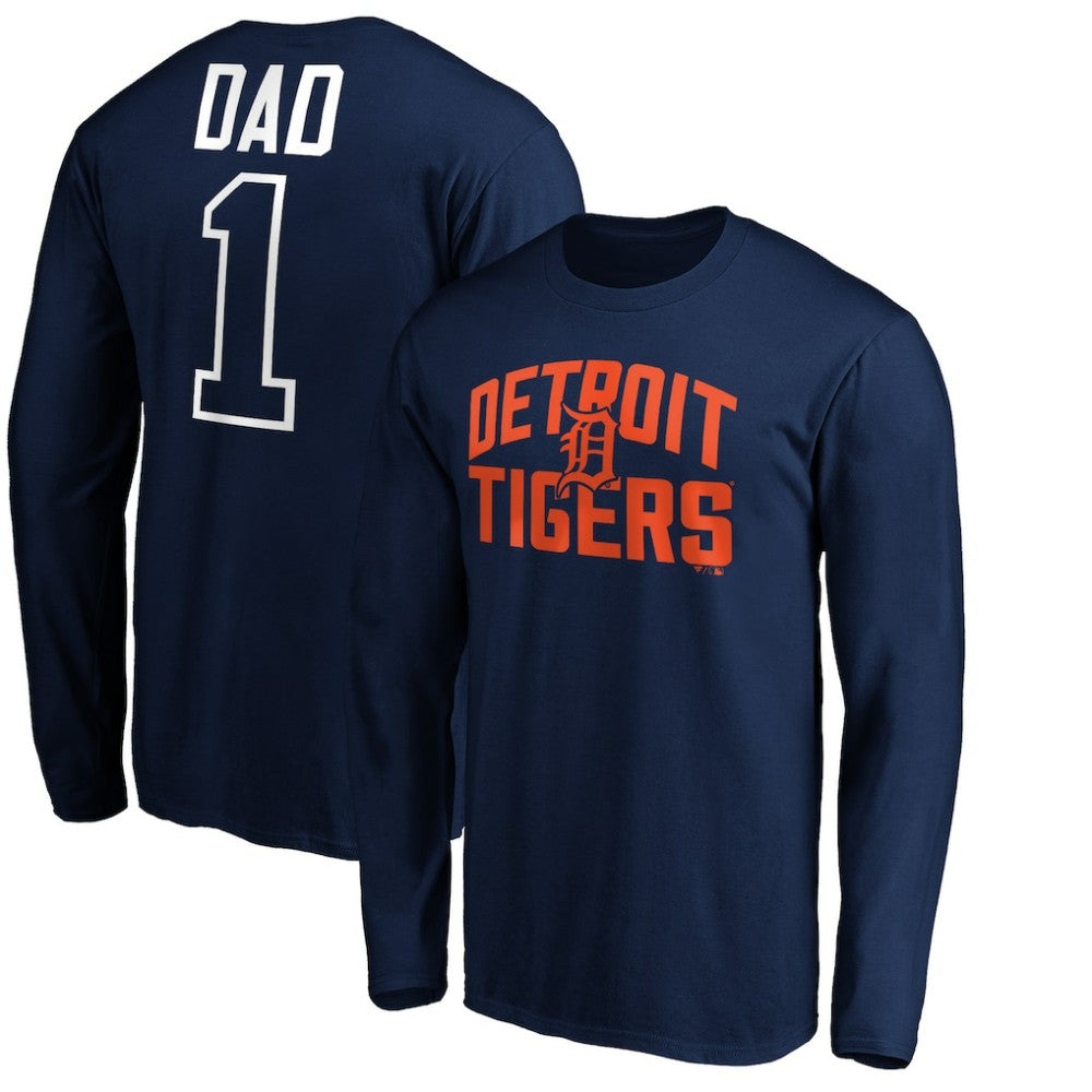 Detroit Tigers Father's Day #1 Dad Long Sleeve T-Shirt - MLB T-shirts