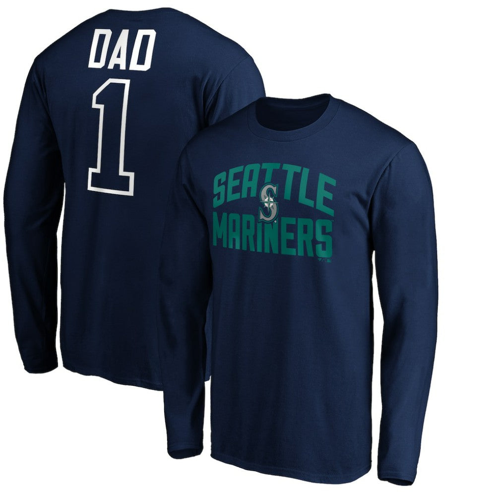 Seattle Mariners Father's Day #1 Dad Long Sleeve T-Shirt - MLB T-shirts