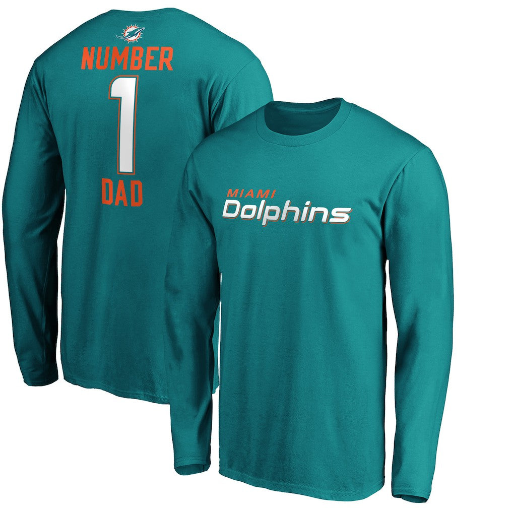 Miami Dolphins #1 Dad Long Sleeve Team Logo T-Shirt | NFL Outlet