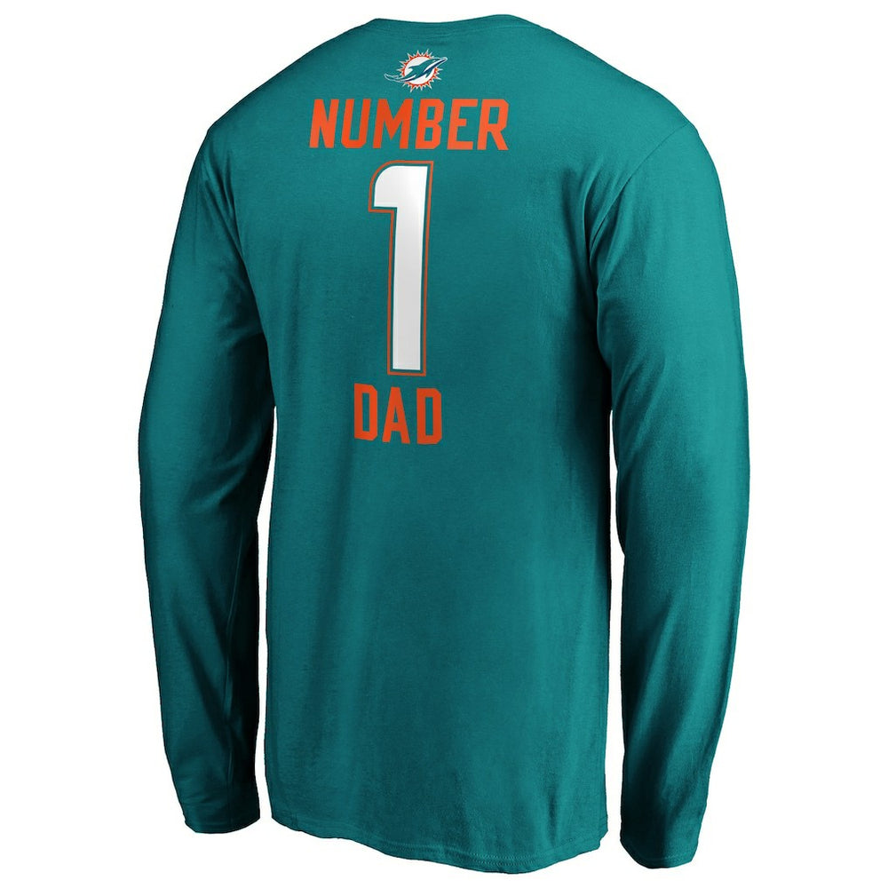 Miami Dolphins #1 Dad Long Sleeve Team Logo T-Shirt | NFL Outlet