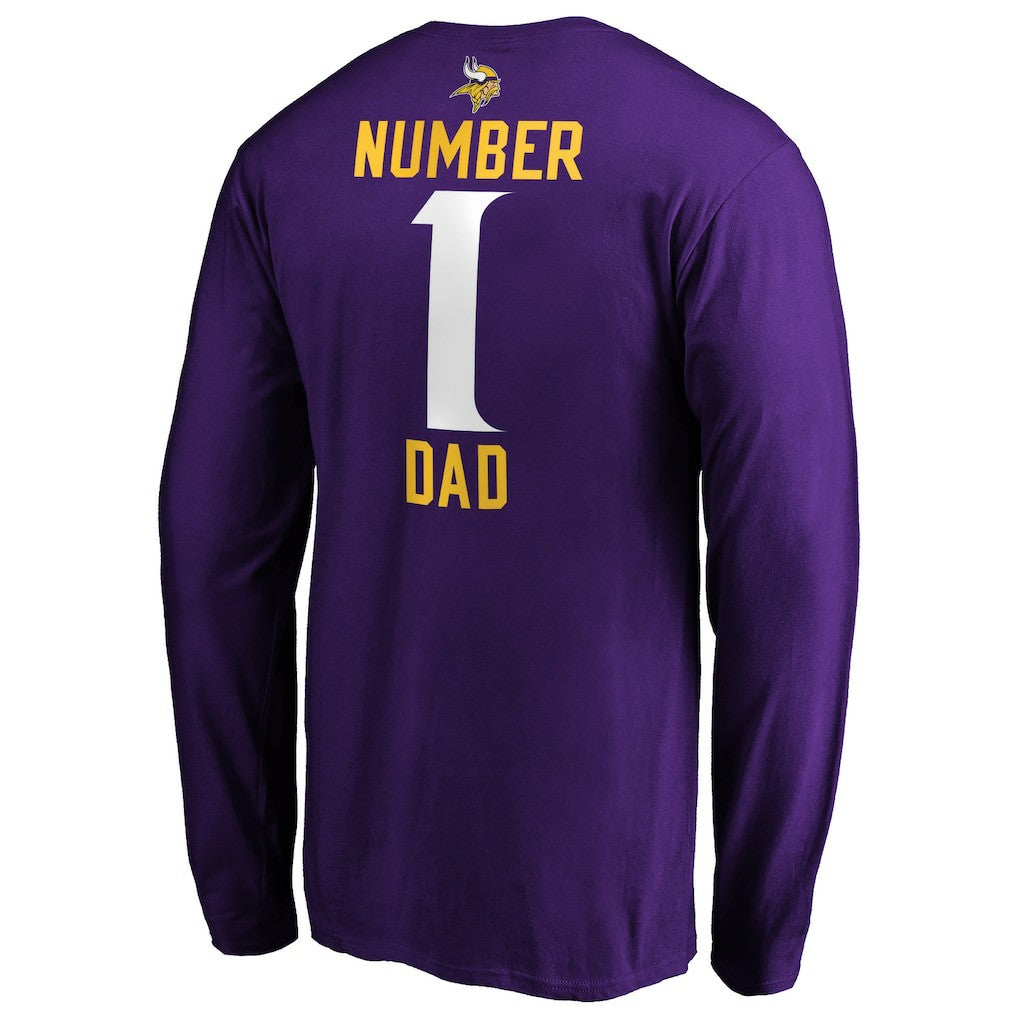 Minnesota Vikings #1 Dad Long Sleeve Team Logo T-Shirt | NFL Discount