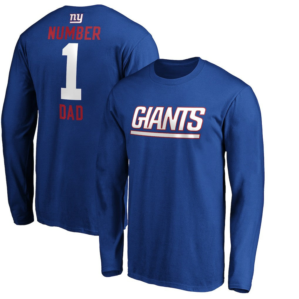 New York Giants #1 Dad Long Sleeve Team Logo T-Shirt | NFL Outlet