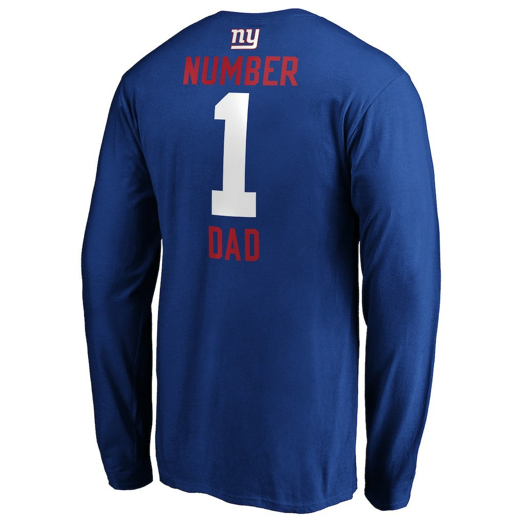 New York Giants #1 Dad Long Sleeve Team Logo T-Shirt | NFL Outlet