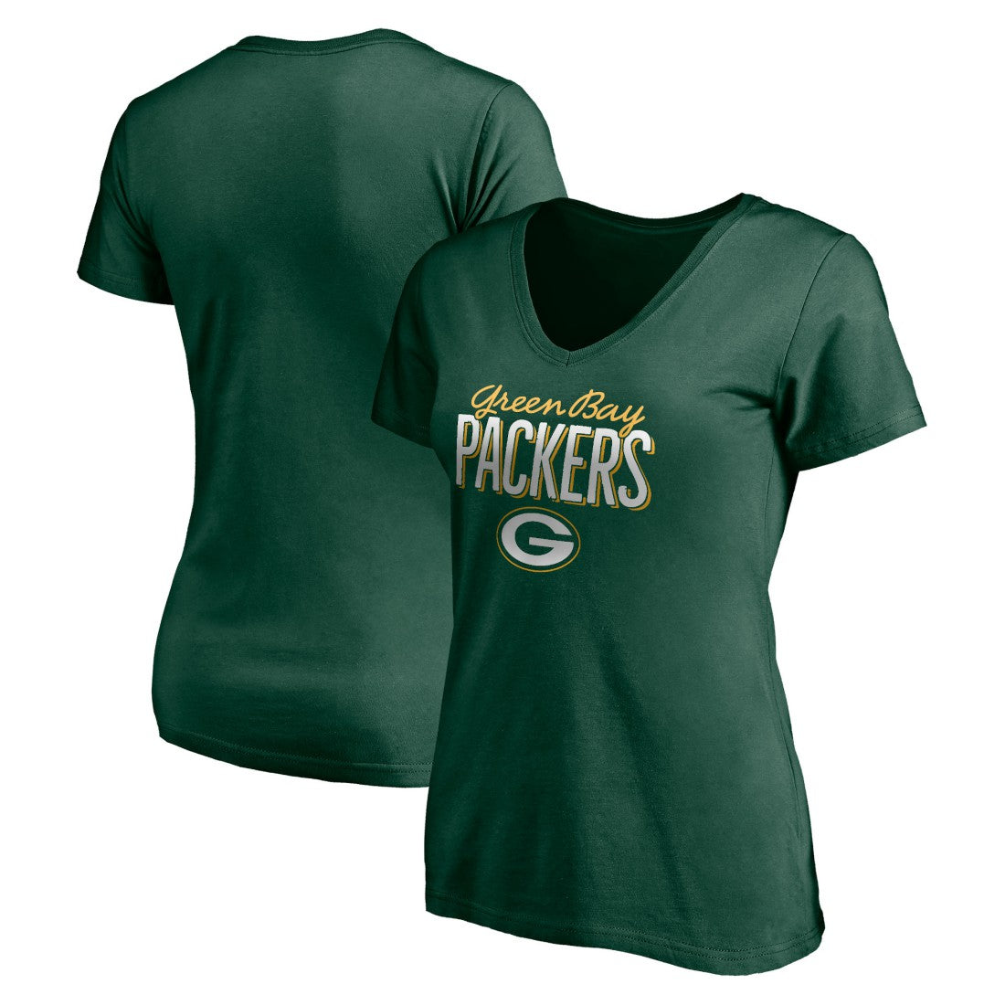 Green Bay Packers Women's Nostalgia V-Neck T-Shirt | NFL Discount