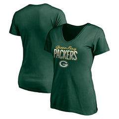 Green Bay Packers Women's Nostalgia V-Neck T-Shirt | NFL Discount