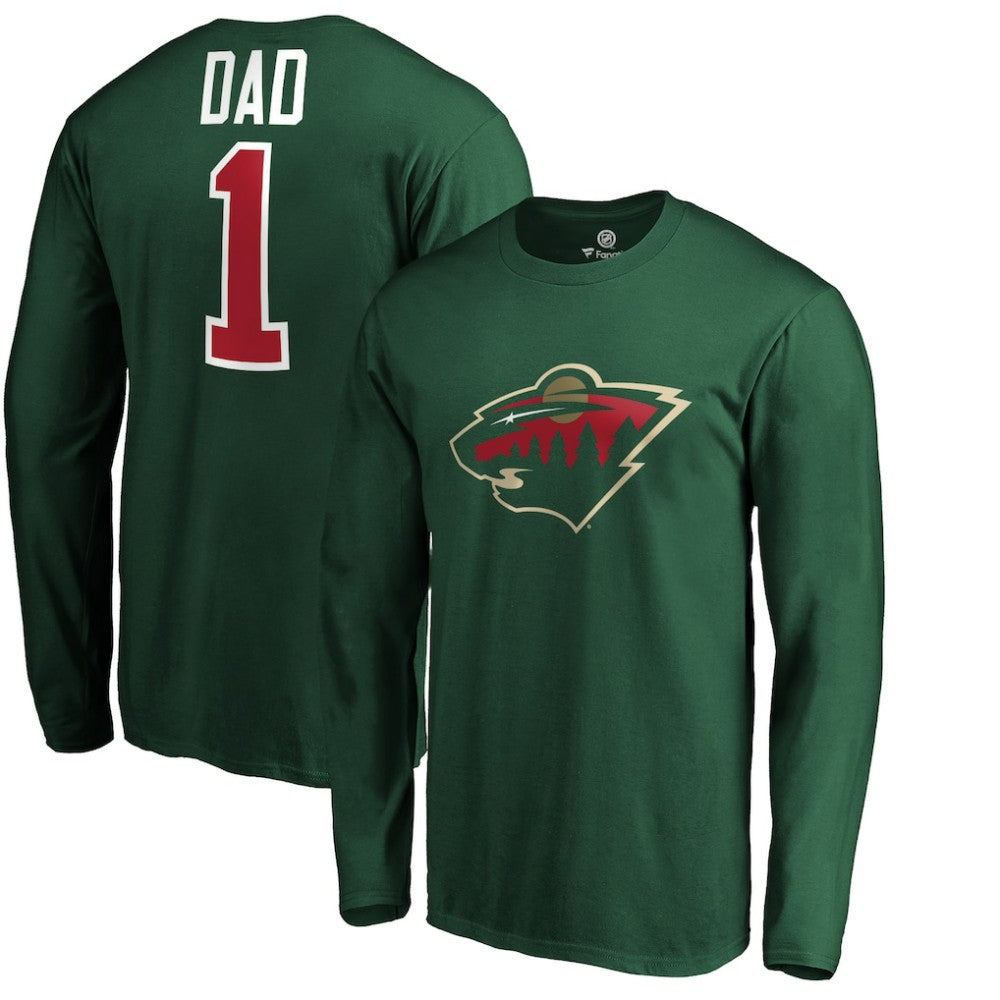 Minnesota Wild #1 Dad Long Sleeve T-Shirt -  NHL T-shirts