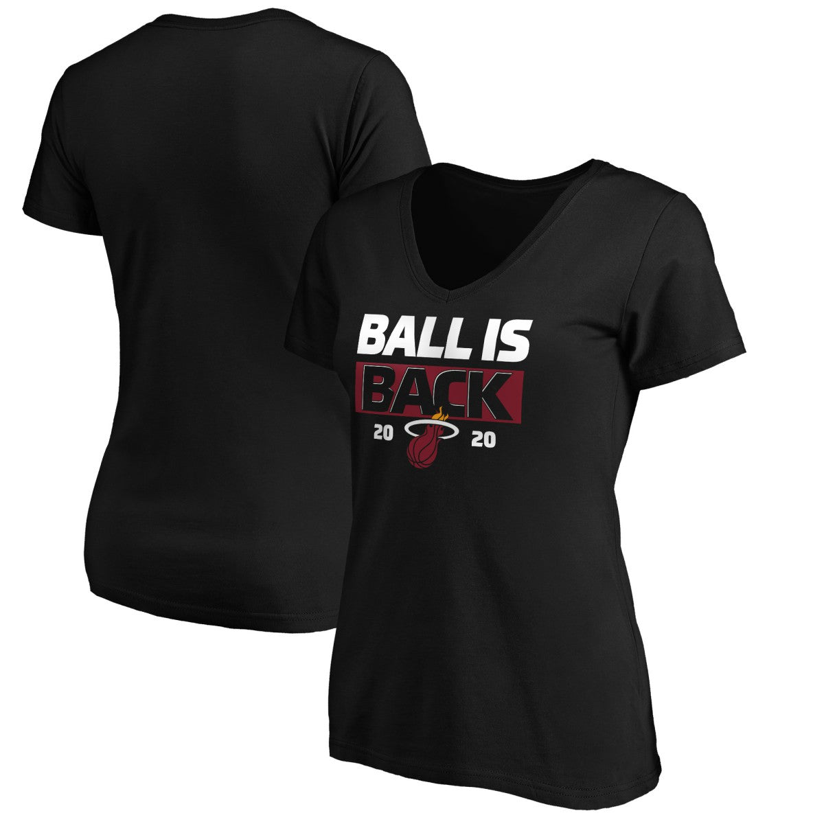 Black Miami Heat Women's Ball Is Back V-Neck T-Shirt | NBA