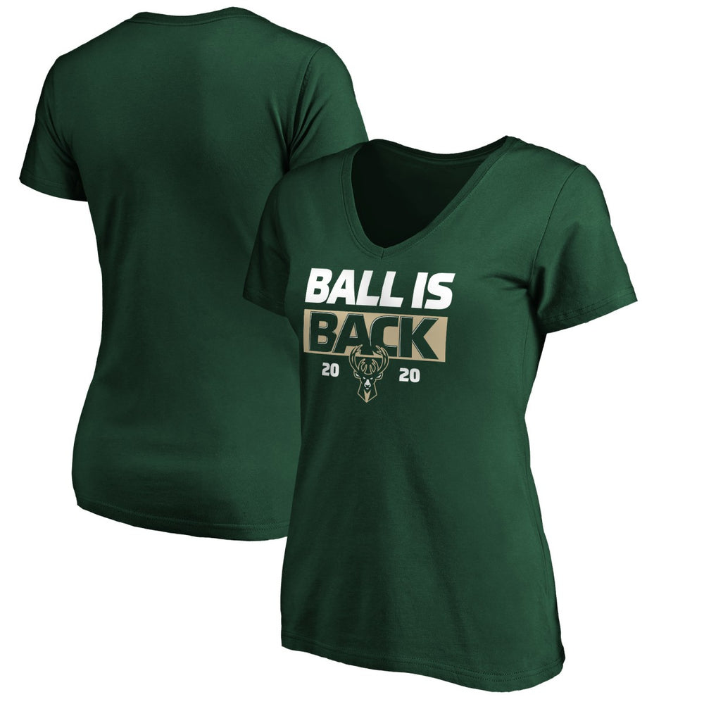 Green Milwaukee Bucks Women's Ball Is Back V-Neck T-Shirt | NBA