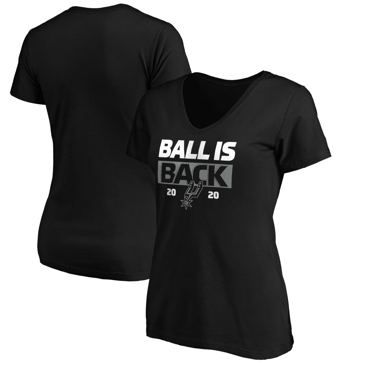 Black San Antonio Spurs Women's Ball Is Back V-Neck T-Shirt | NBA