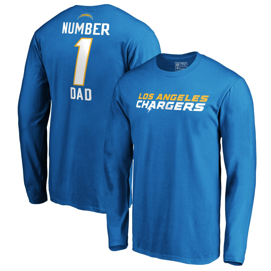 Los Angeles Chargers #1 Dad Long Sleeve Team Logo T-Shirt | NFL Hot