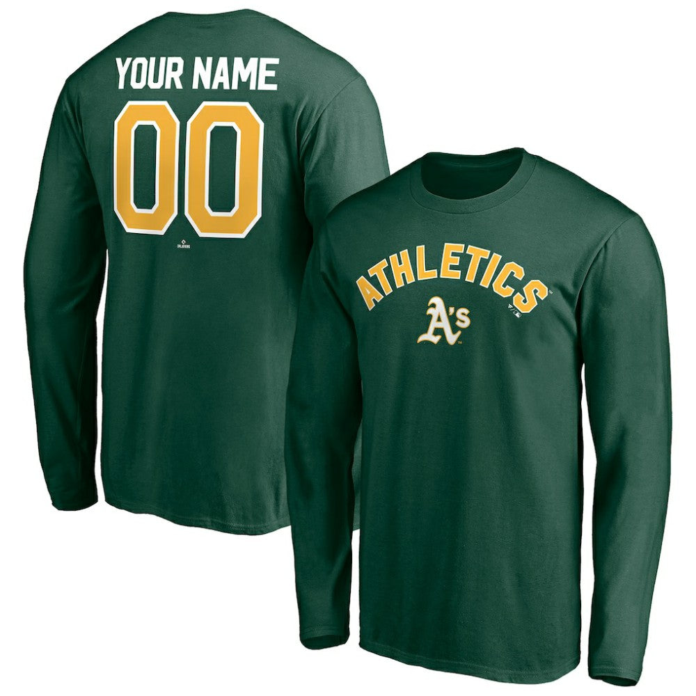 Athletics Personalized Winning Streak Name & Number Long Sleeve T-Shirt - MLB T-shirts
